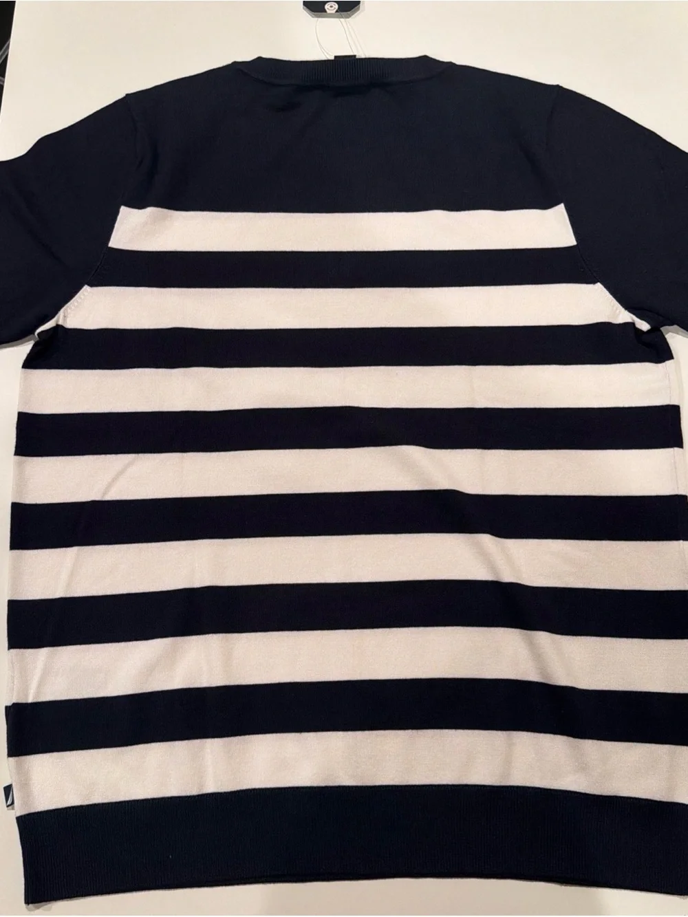 Nautica Women’s Black & White Striped Crewneck Sweater